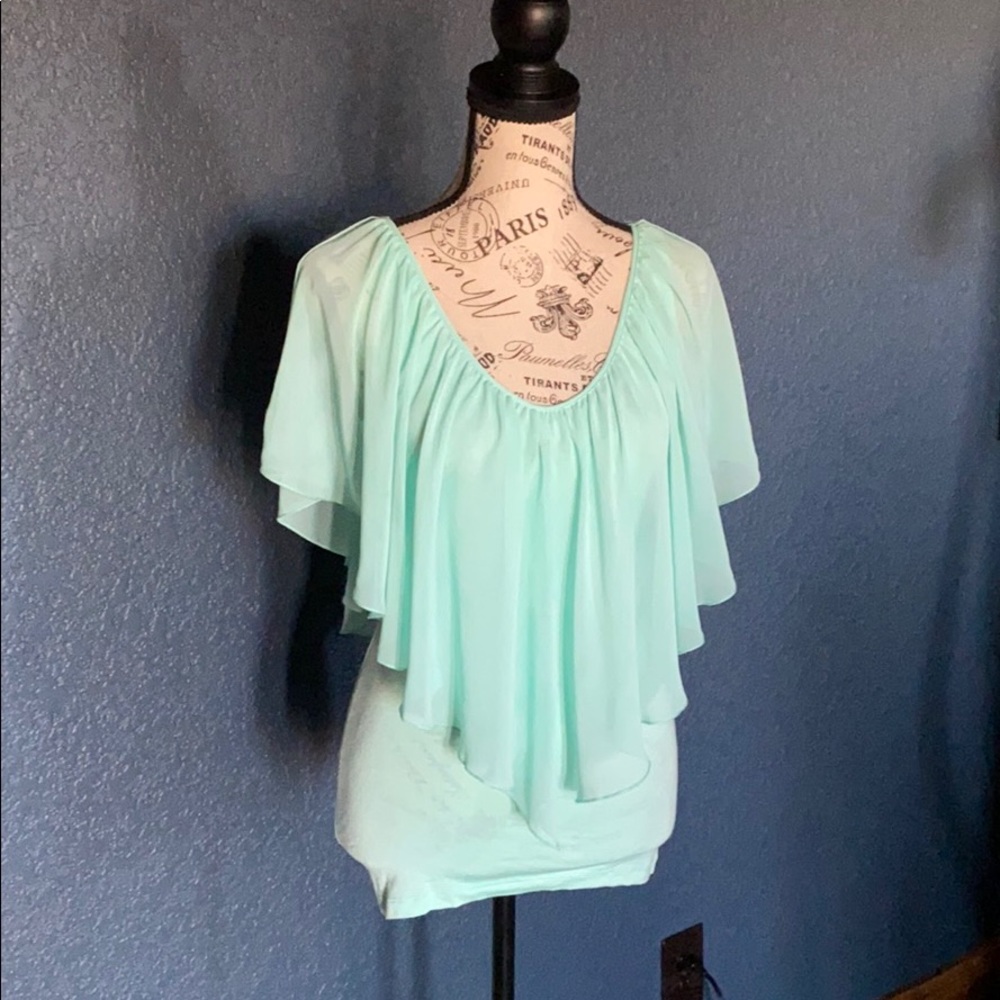 Venus tank top with ruffle overlay